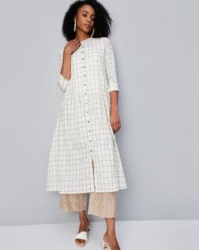 checked a-line kurta