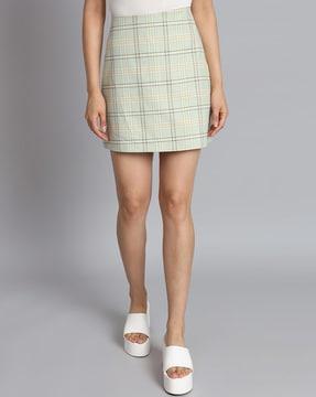 checked a-line mini skirt