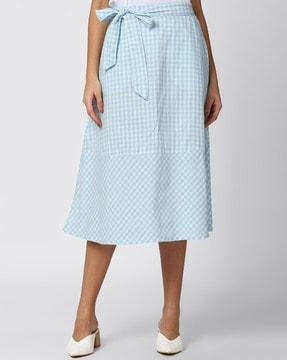 checked a-line skirt with insert pockets