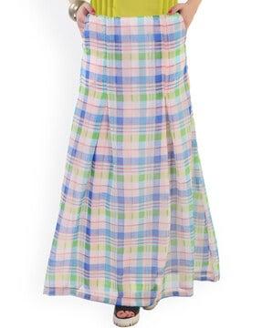 checked a-line skirt