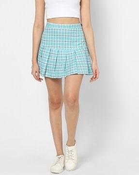 checked a-line skirt