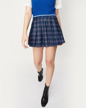 checked a-line skirt