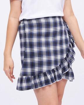 checked a-line skirt