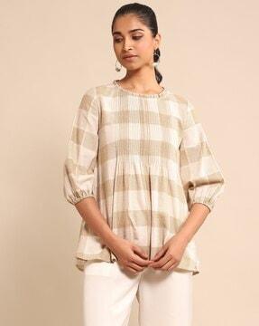 checked a-line tunic