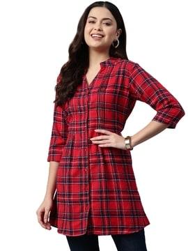checked a-line tunic