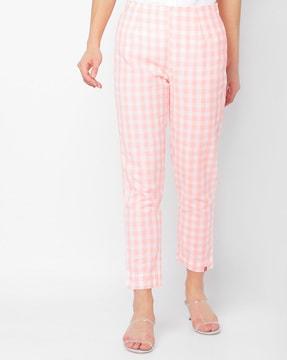 checked ankle-length pants