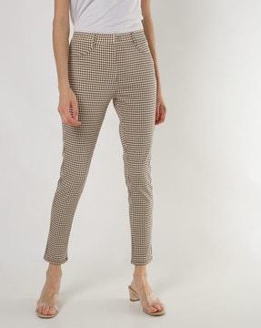 checked ankle-length pants