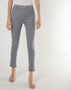 checked ankle-length pants