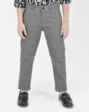 checked ankle-length trousers