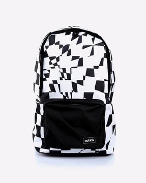 checked backpack with adjustable strap