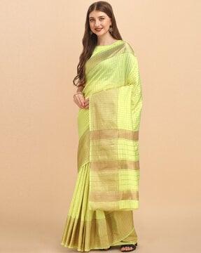 checked banarasi silk saree