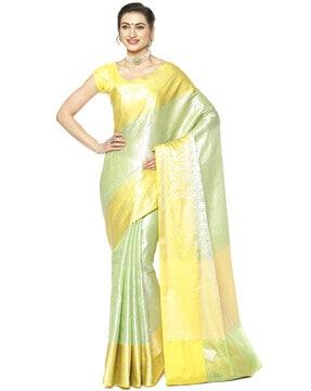 checked banarasi silk traditional saree