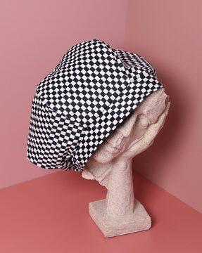 checked beret cap