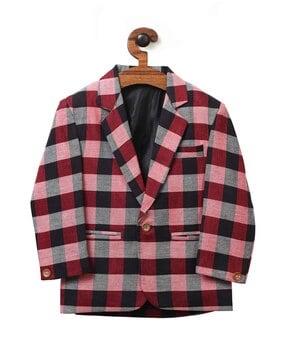 checked blazer with flap pockets