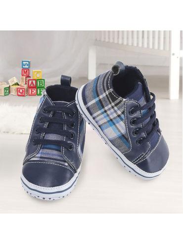 checked blue sneakers