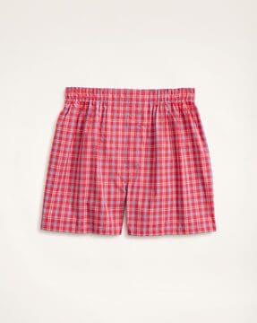 checked boxers with elasticated waist