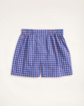 checked boxers with elasticated waist