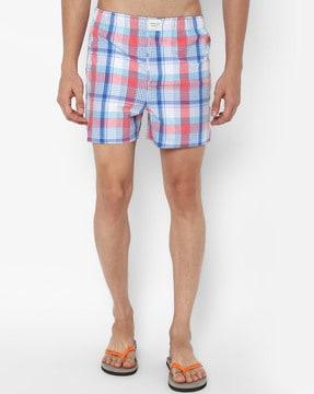 checked boxers with elasticated waist