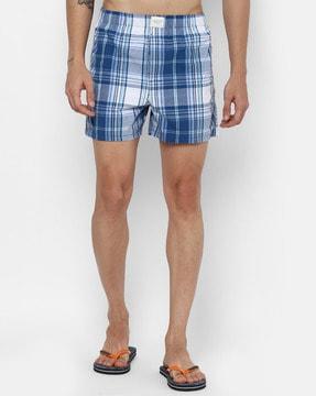 checked boxers with elasticated waist