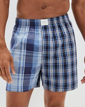 checked boxers with elasticated waist