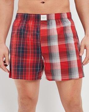 checked boxers with elasticated waist