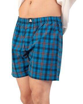 checked boxers with elasticated waist