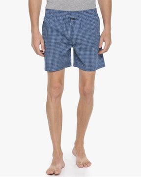 checked boxers with elasticated waist