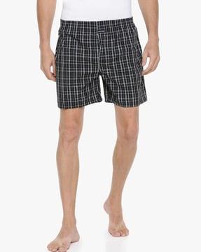 checked boxers with elasticated waist