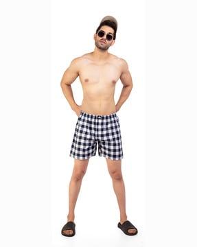 checked boxers with elasticated waistband