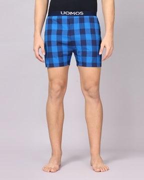 checked boxers with patch pocket