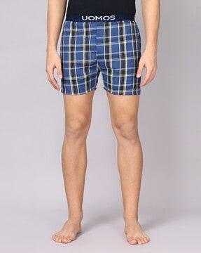 checked boxers with patch pocket