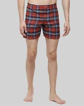 checked boxers with placement logo