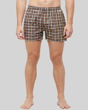 checked boxers with semi-elasticated waist