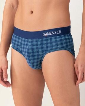 checked briefs with contrast waistband