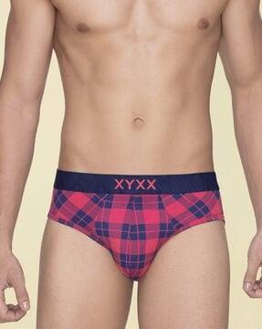 checked briefs with elasticated waistband