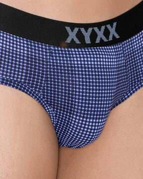 checked briefs with waistband