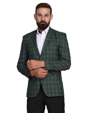 checked button closure blazer