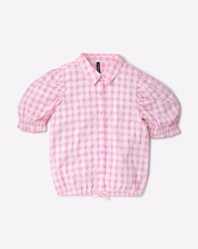 checked button-down shirt