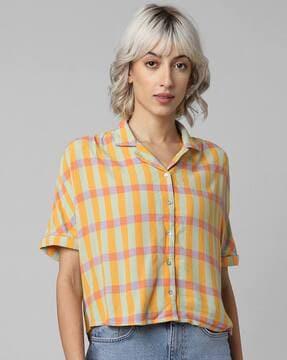 checked camp collar shirt