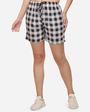 checked city shorts with elasticated waist