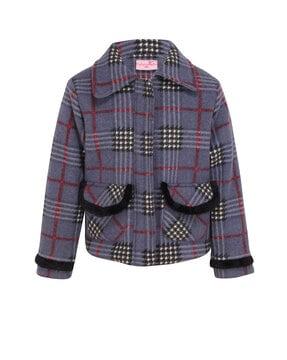 checked coat with full sleeves