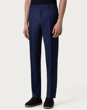 checked contemporary fit formal trousers