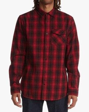 checked cotton shirt with flap pocket
