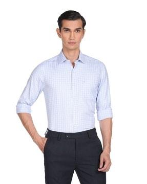 checked cotton shirt with patch pocket