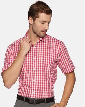 checked cotton shirt with patch pocket