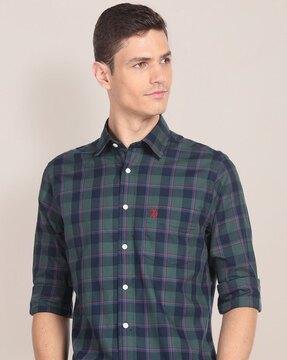 checked cotton shirt with patch pocket