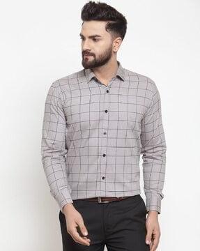 checked cotton shirt with patch pocket