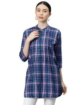 checked cotton tunic