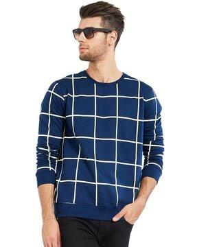 checked crew-neck t-shirt