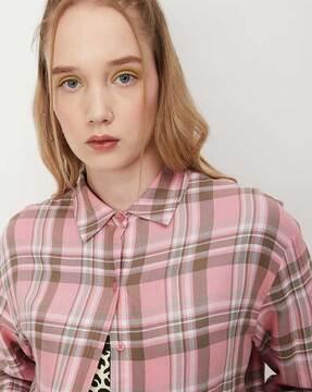 checked crop shirt